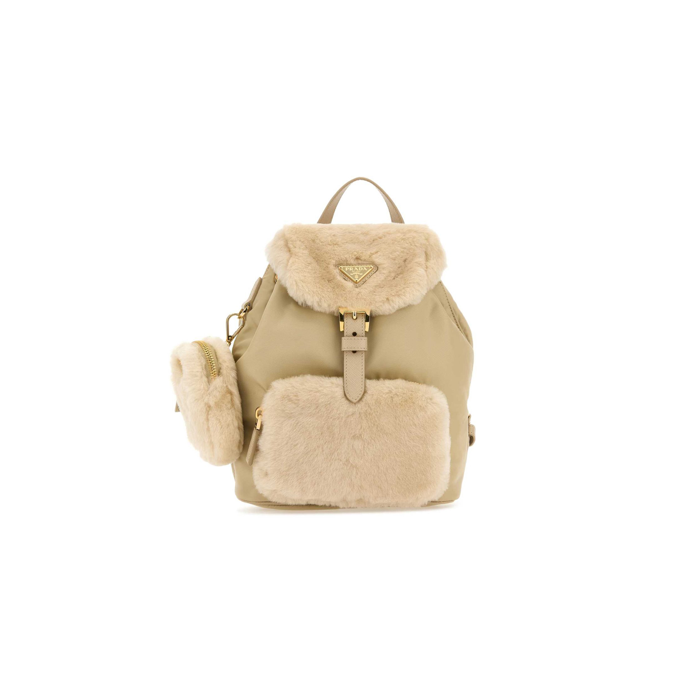 Pra*a re-nylon shearling backpack 1bz074 (25*20.5*11.5cm)